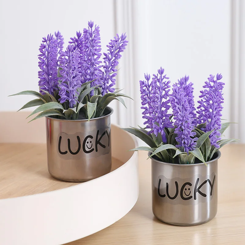 1PC Artificial Flower Lavender Potted Plant, Home, Restaurant, Office, Store DIY Desktop, Counter, Window Sill Decoration