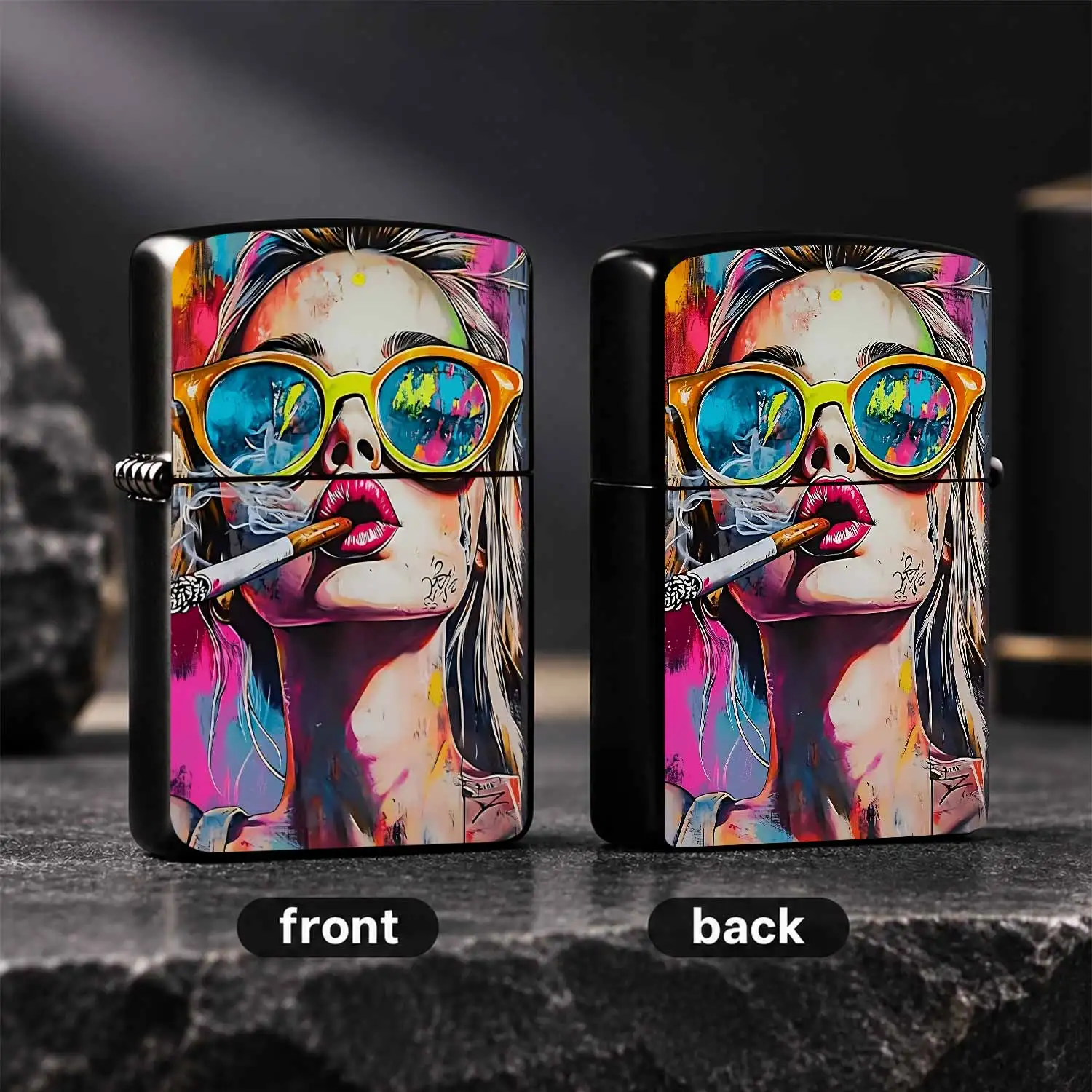 Vibrant Pop Art Graffiti Figure Print Lighter Stylish Colorful Eye-Catching Portable Daily Ignition Tool Ideal For Outdoor Travel Home Office Scenarios Creative Practical Nice Gift For Trendy Friends A Humorous And Interesting Lighter