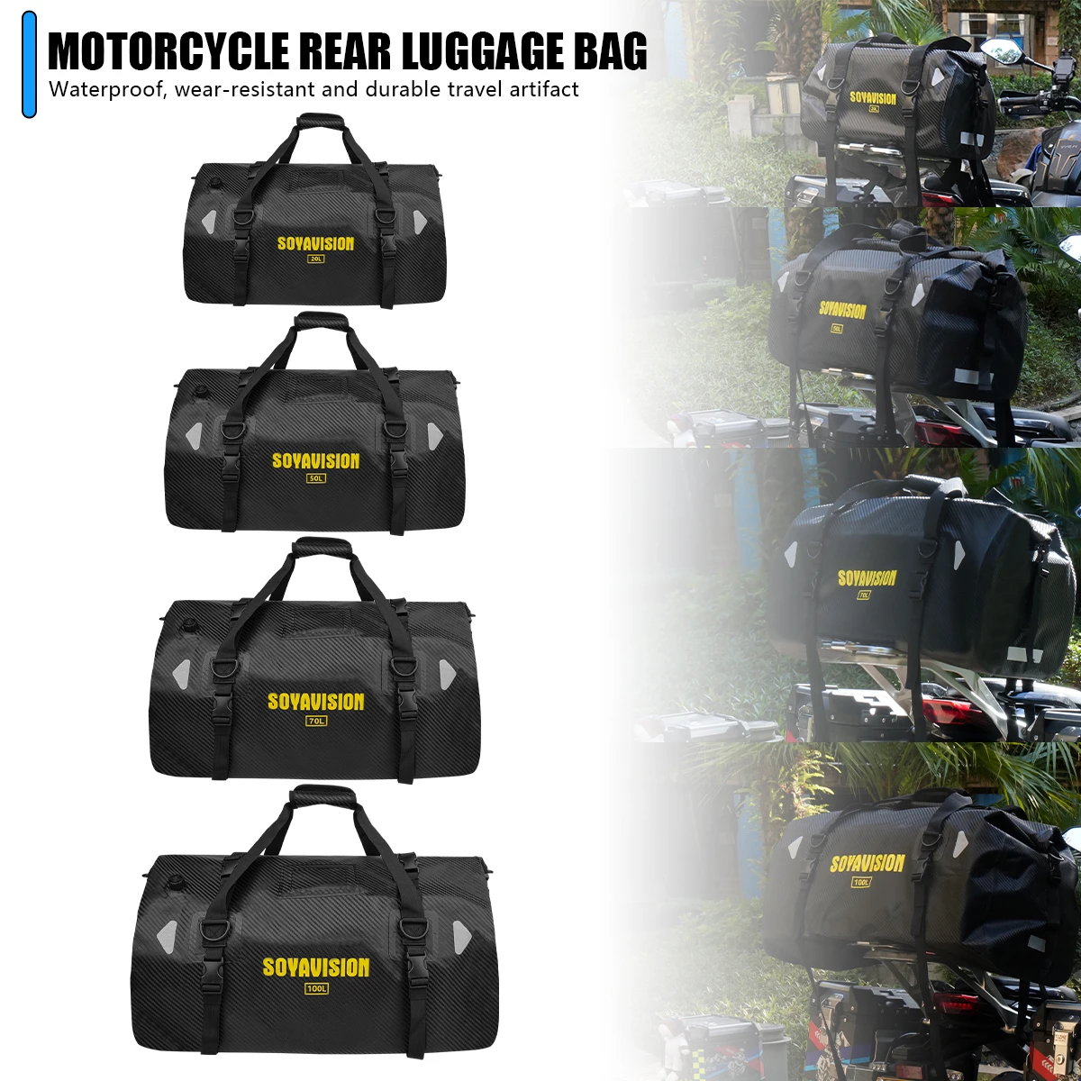 Motorcycle Dry Bag Waterproof Outdoor Luggage Bag Motorcycle Duffel Bag for Skiing Travel Hiking Camping Boating Riding Fishing