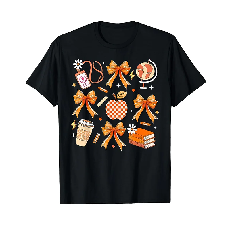 

Retro Coquette Bow Teacher Fall Autumn Thanksgiving T-Shirt for Men T-Shirt WHX 180g