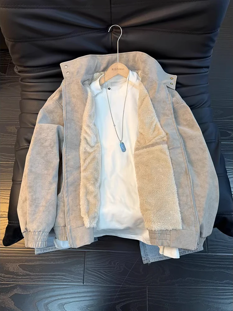 

Мужская зимняя футболка Cleanfit American Sle Fce на подкладке из хлопка с воротником-стойкой, байкерская теплая куртка из меха ягненка