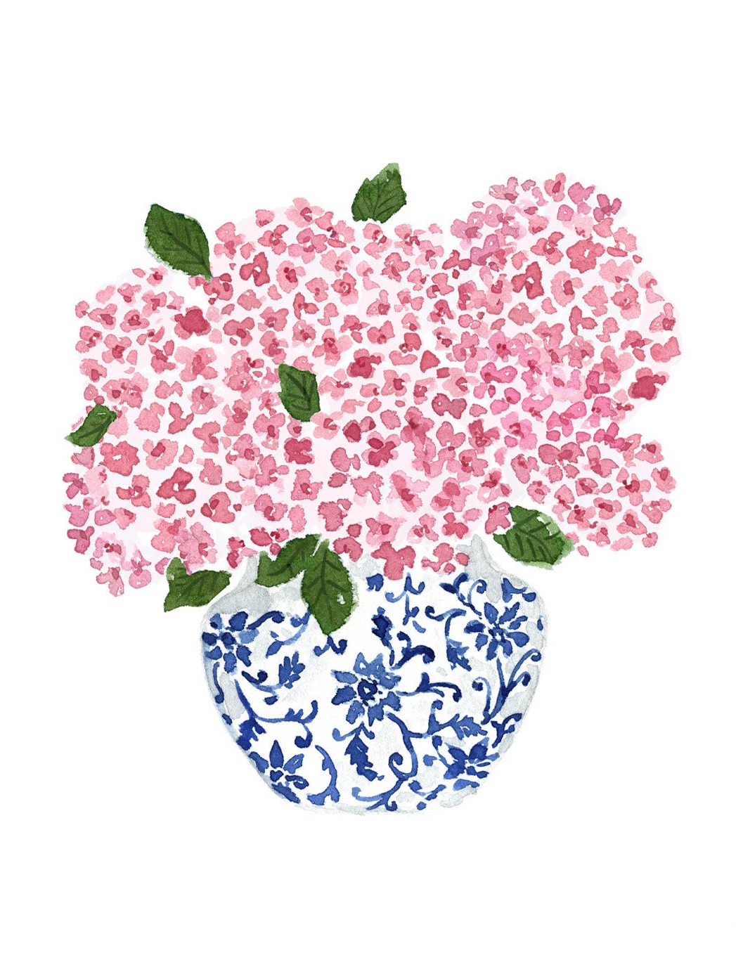 Watercolor Blue and White China Vase Flowers Bouquet Planter Floral Ginger Jar Poster Canvas Printing Wall Art  --2026--