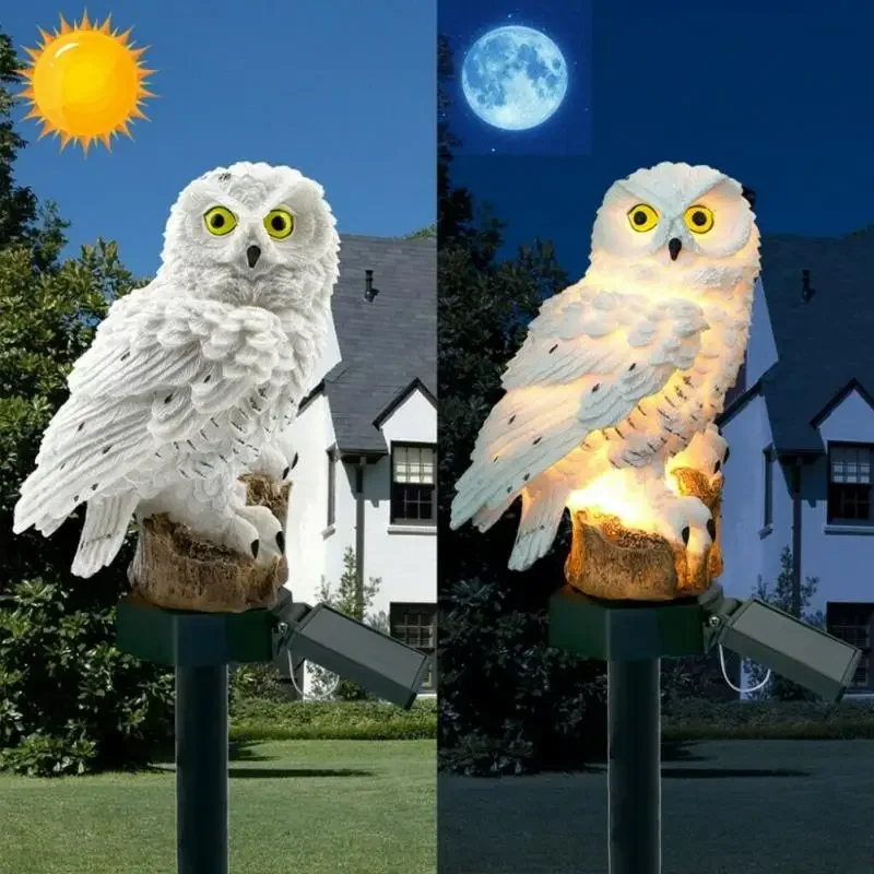 Waterproof Solar Power Garden Owl Stake Light, Outdoor Night Lights, Parrot Owl Shape Lamp