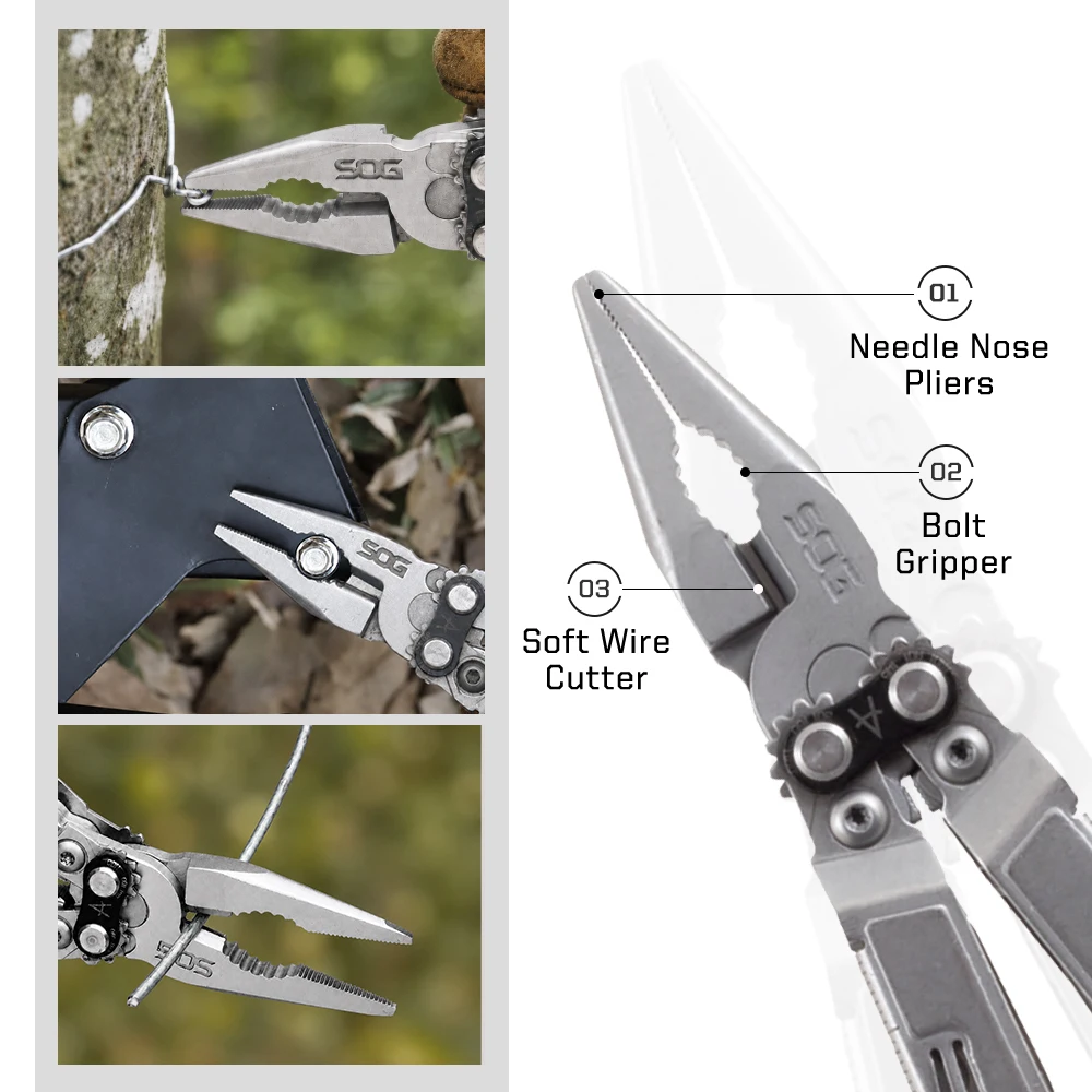 SOG 18 in 1 Multitool Foldable Pliers EDC Lightweight Compact Repair Tools for Outdoor Camping Household  PowerPint & PowerLitre
