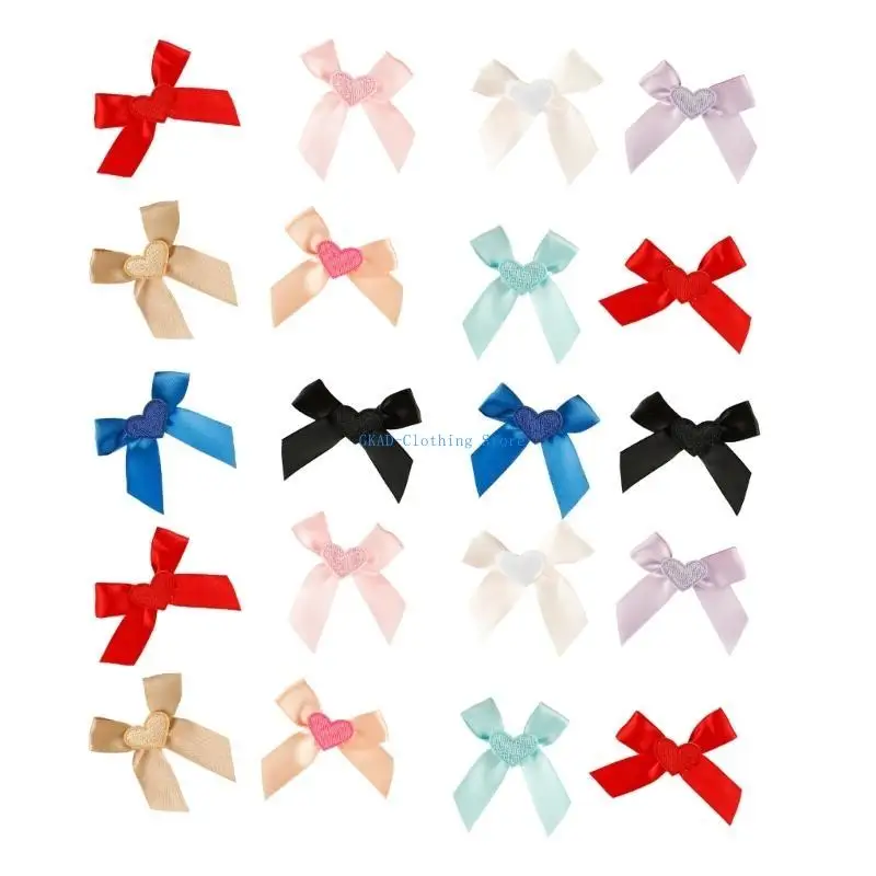 

N0PE 20pcs Colorful Bowknot Patches Set Clothing Accessories For Crafting Decoraion