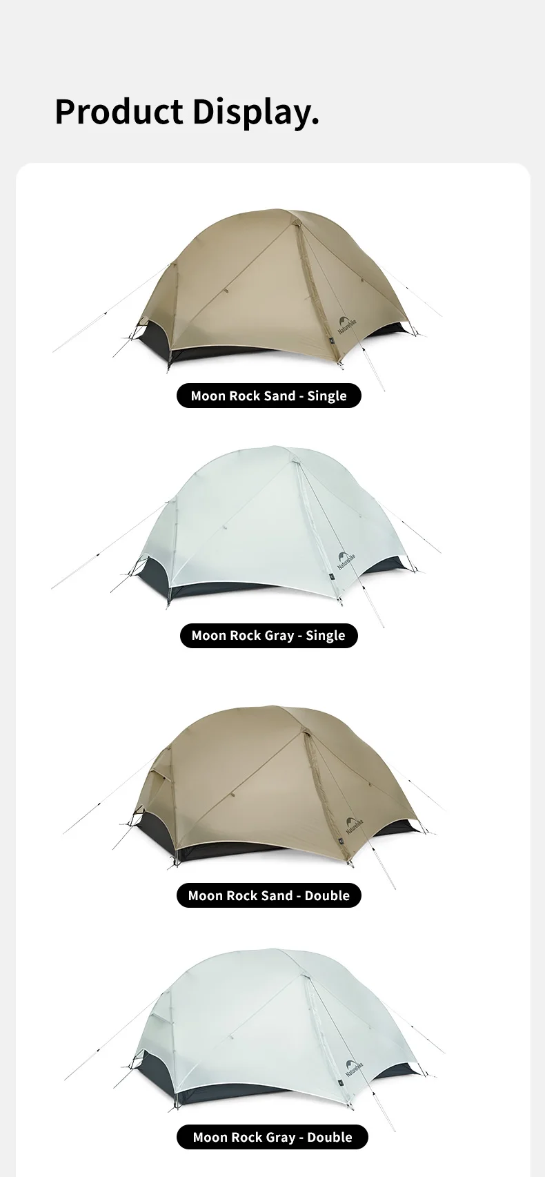 Naturehike Mongar 2 UL/PRO 1-2 Personen Rucksackzelt Nylon Wasserdicht Ultraleichtes Reise-Trekkingzelt mit Fußabdruckunterlage – Detail 13