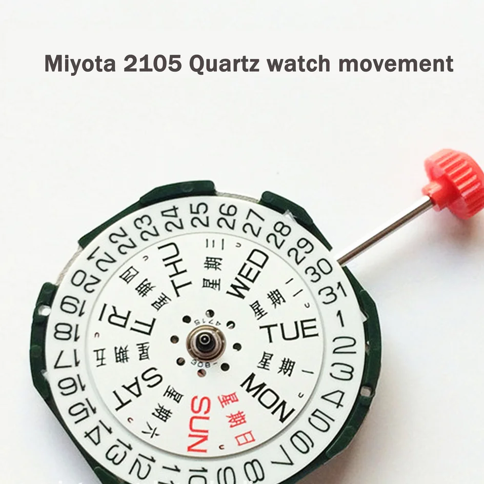 Original Japan Miyota 2105 Quartz Watch Movement with Stem Watch Accessories 2035 Men\'s Watch Dual Calendar Replace Repair Part