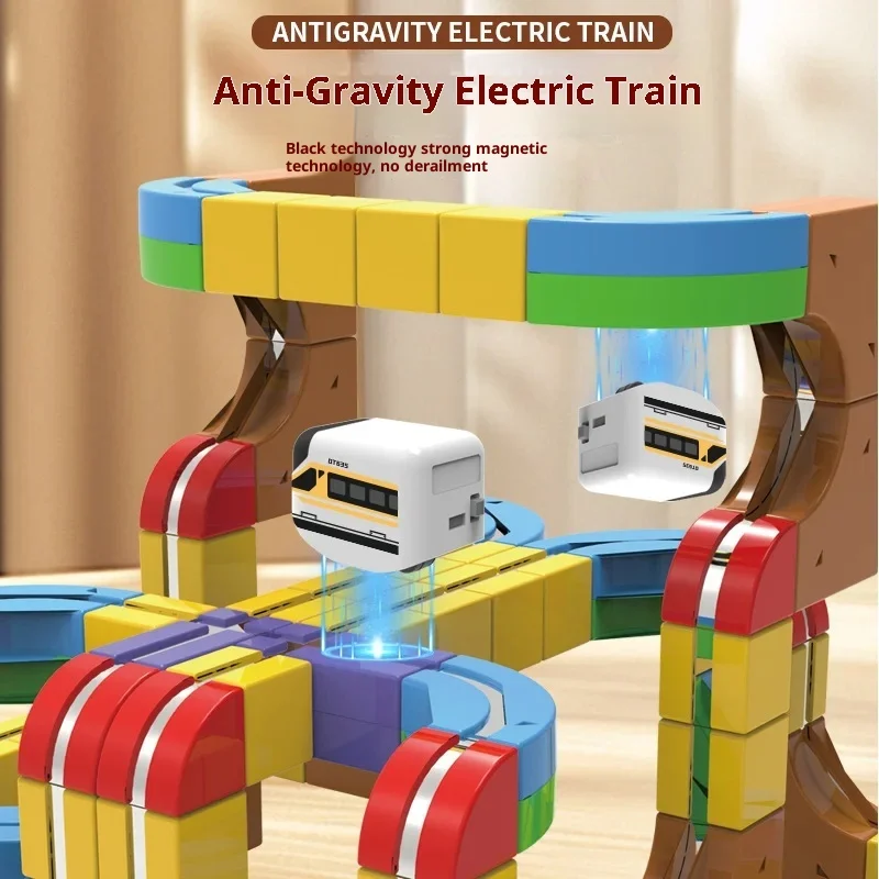 ชุดรถแม่เหล็กลอยได้ DIY สำหรับเด็ก - ของเล่นตัวต่อแบบรางสำหรับประกอบโมเดลยานพาหนะ ของเล่นเสริมพัฒนาการ ของขวัญคริสต์มาส