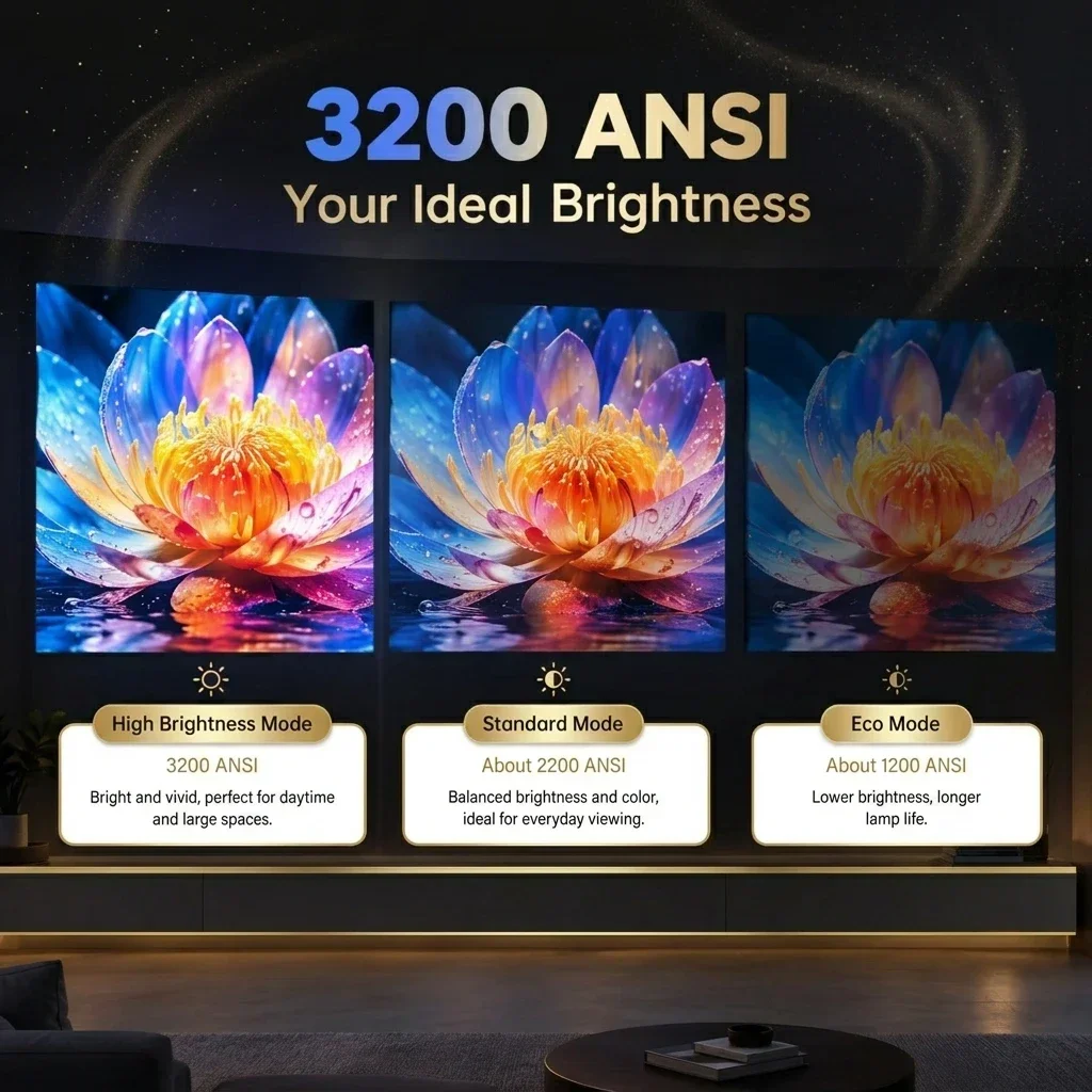 CAIWEI A6L 3200ANSI Netflix Certified 4K Support Smart Projector Auto Focus WiFi6 MEMC Dolby Audio Portable Home Theater