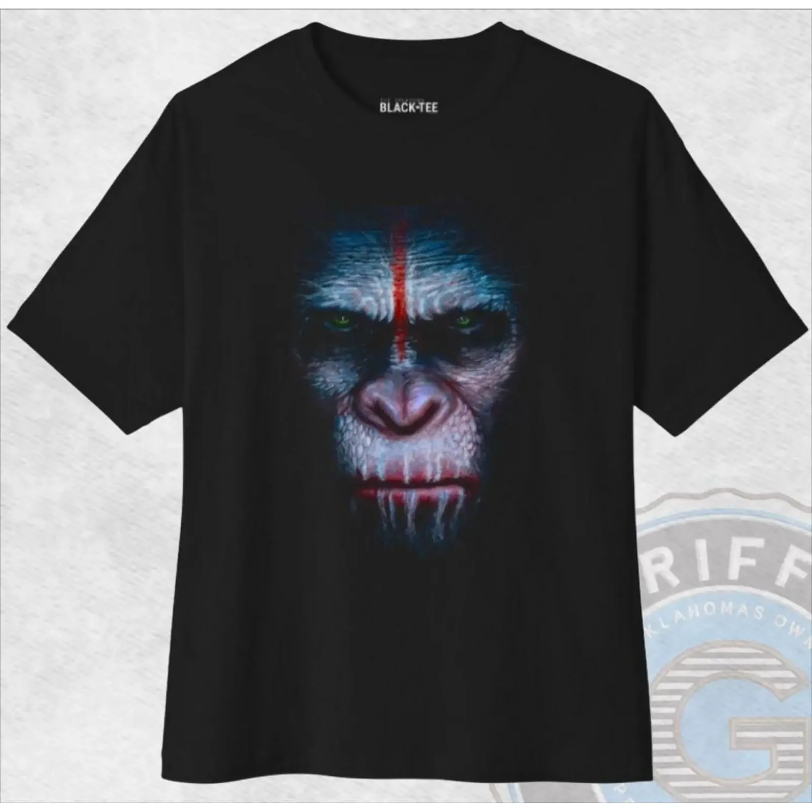 Tribal Gorilla Face T Shirt Primate Portrait vintage Washed Stretched Casual graphic streetwear Soft Breathable