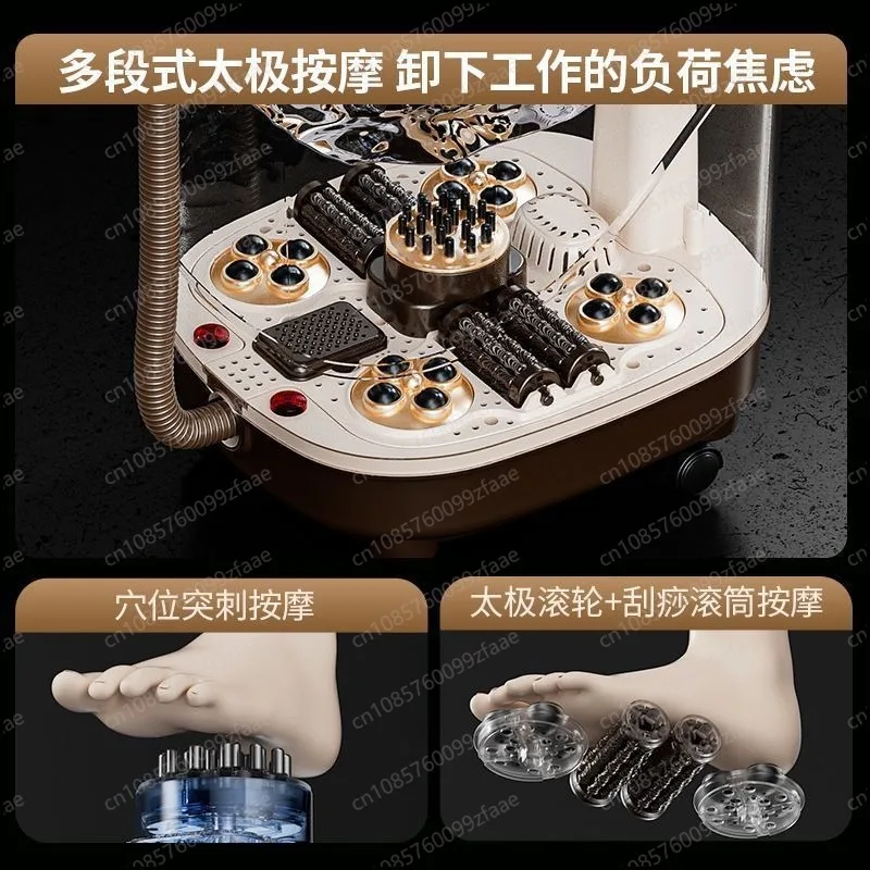 Electric Foot Spa Bath Massager Automatic Heating Foot Soak Tub With Wheels Drain Pipe For Home Relax - view 4