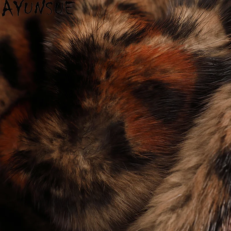 AYUNSUE Natural Mink Fur Jacket Woman 2025 V-Neck Fashion Whole Mink Fur Jackets for Woman Clothes High Quality Abrigo Mujer