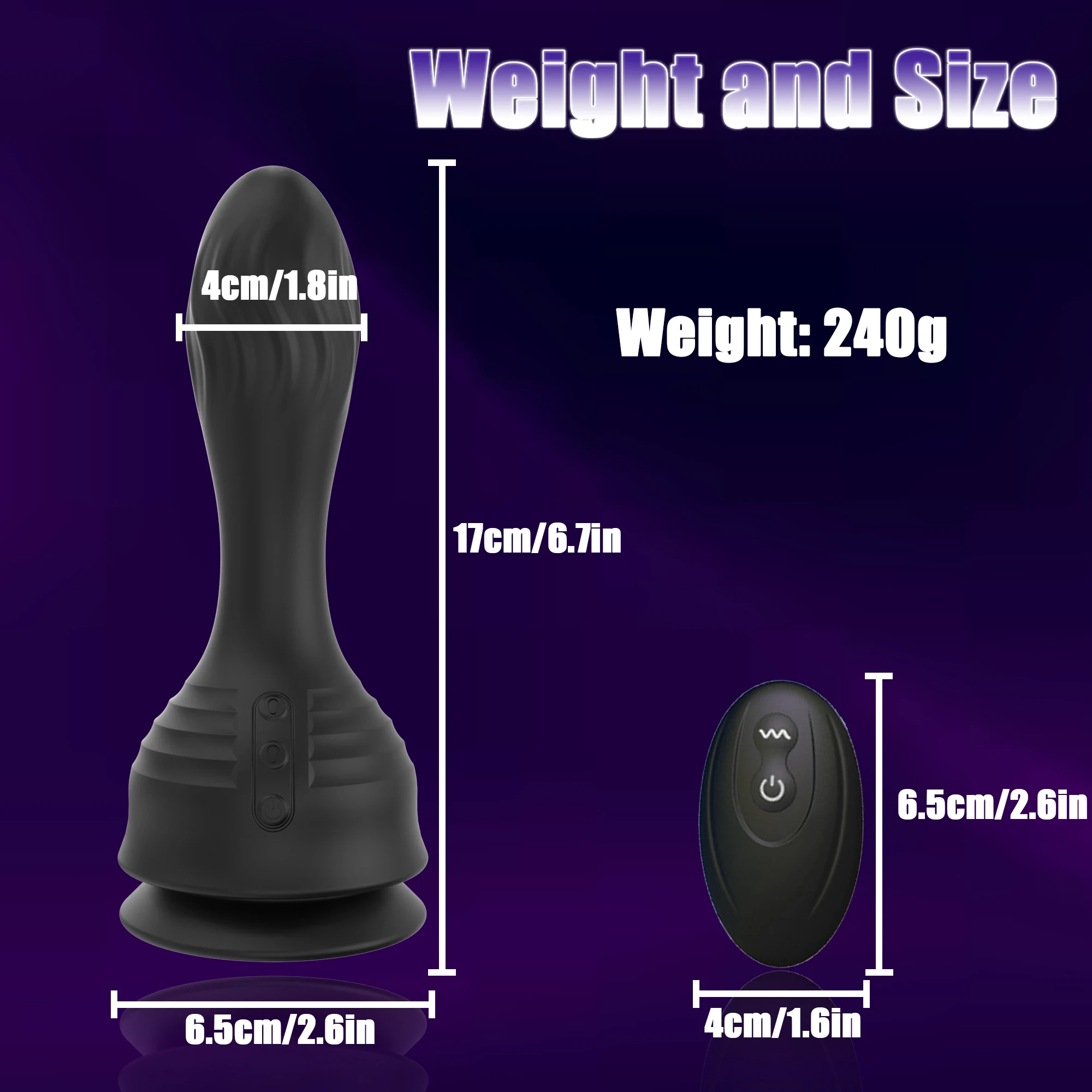Remote Control Inflatable Butt Plug Vibrator with 10 Swing Modes Suction Cup Vibrating Prostate Massager Anal Sex Toy for Women 6