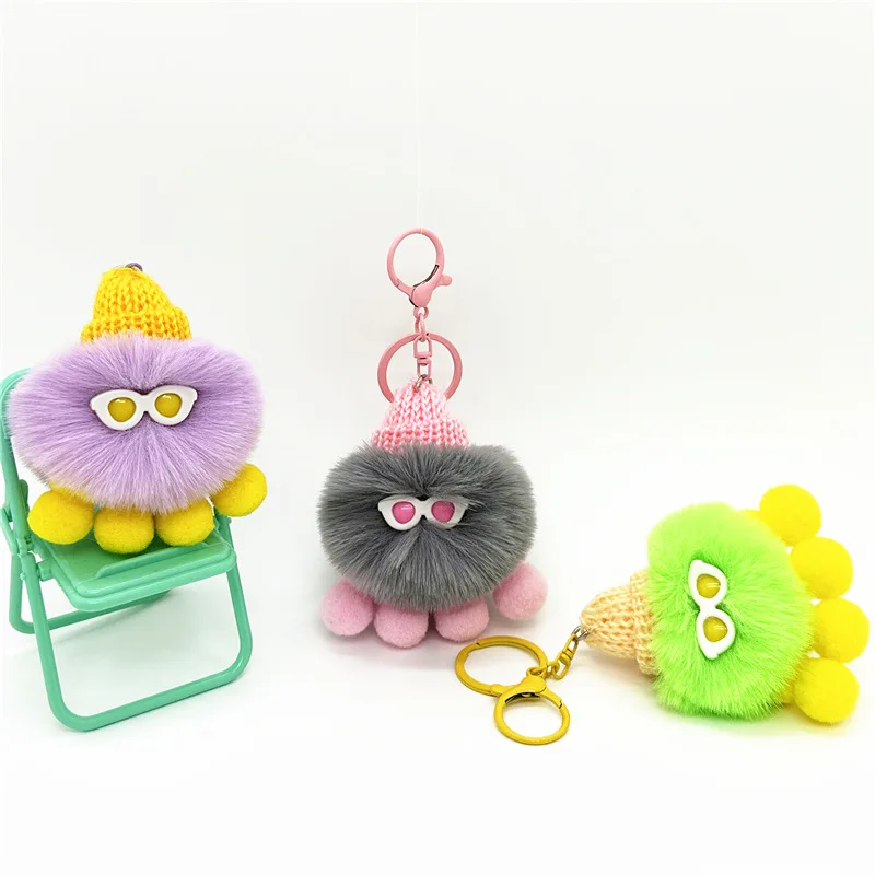

Cute Fluff Ball Octopus Plush Keyring Lifelike Marine Animal Octopus Plush Stuffed Toy Backpack Charm Keyring For Birthday Gift