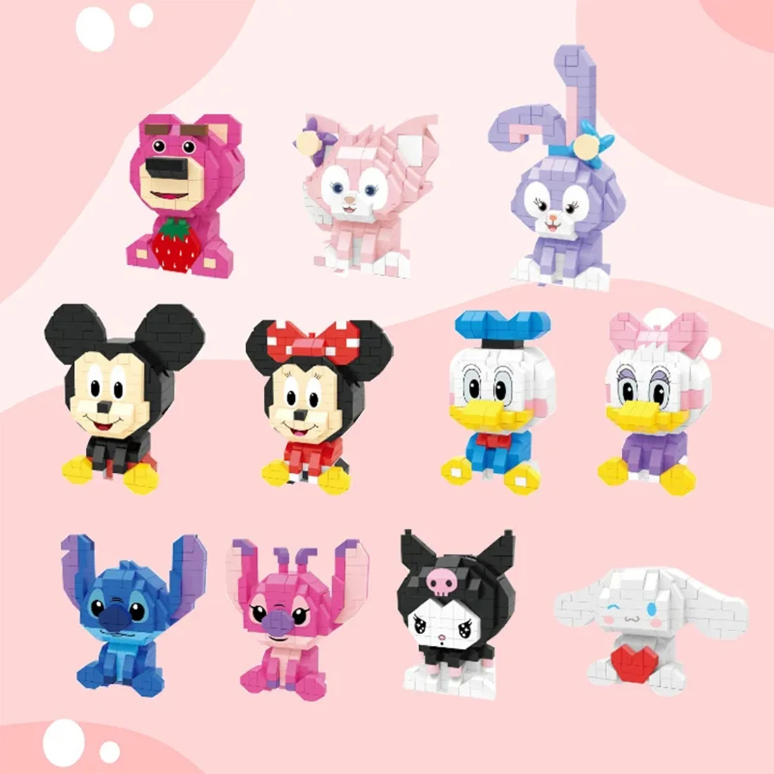 

Disney Series Micro Building Block Mickey Mouse Stitch Linabell Donald Duck Daisy Cinnamoroll Assembled Mini Bricks Figure Toys