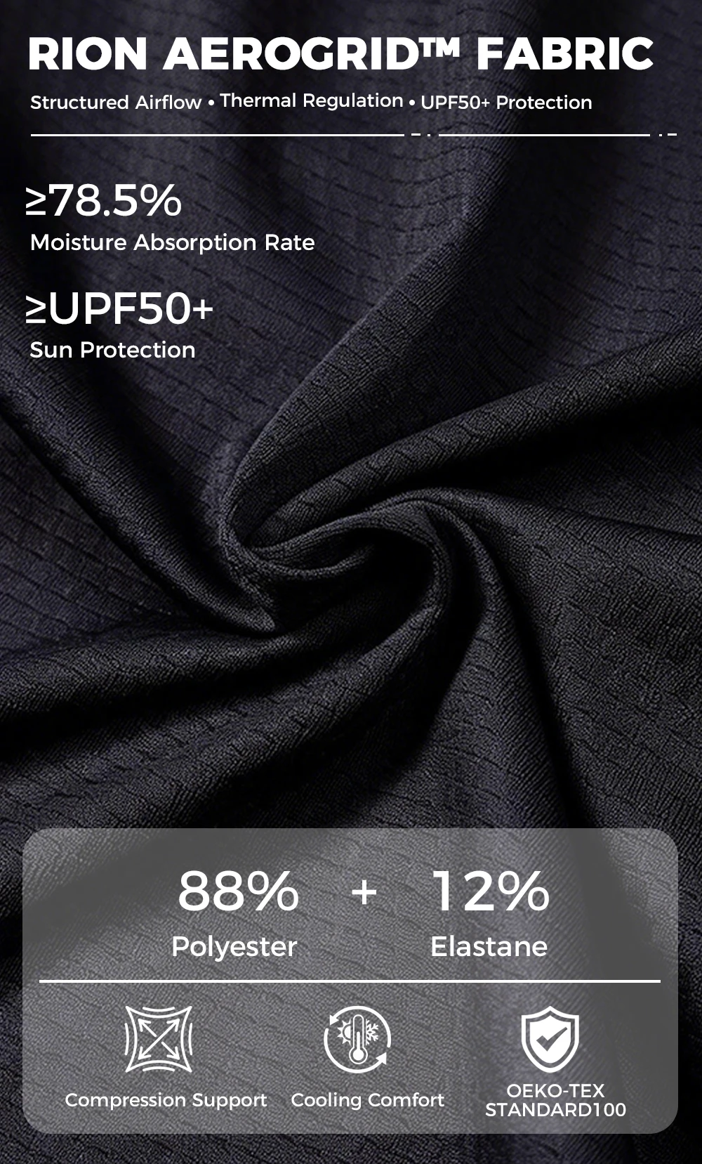 RION Herren-Radtrikot, Fahrradbekleidung, Profi-Mountainbike-MT-Bike-Shirt, UPF 50+, Ausrüstung für Nachtfahrten, Rennbekleidung, Outdoor-Bekleidung. – Detail 7