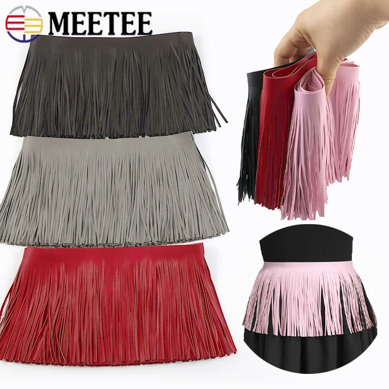 1Meter 10-30cm*3mm PU Leather Tassel Fringe Trim Decor Lace Ribbon DIY Bags Jacket Skirt Clothes Fabric Sewing Accessories