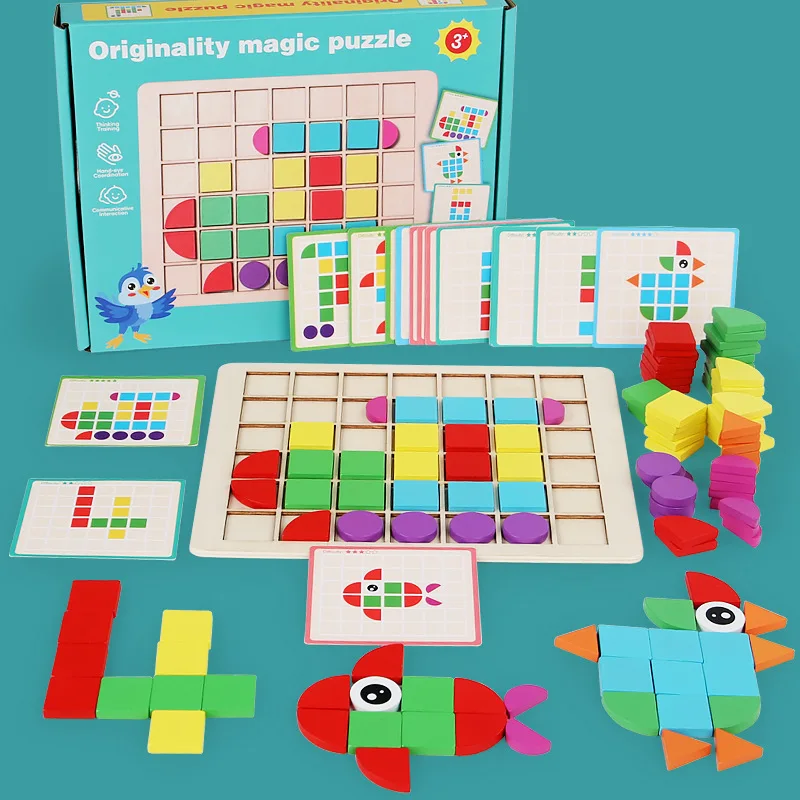 

Hot Selling Wooden Early Education Puzzle Blocks Originality Magic Puzzle Educational Intellectual Developmental Play Set