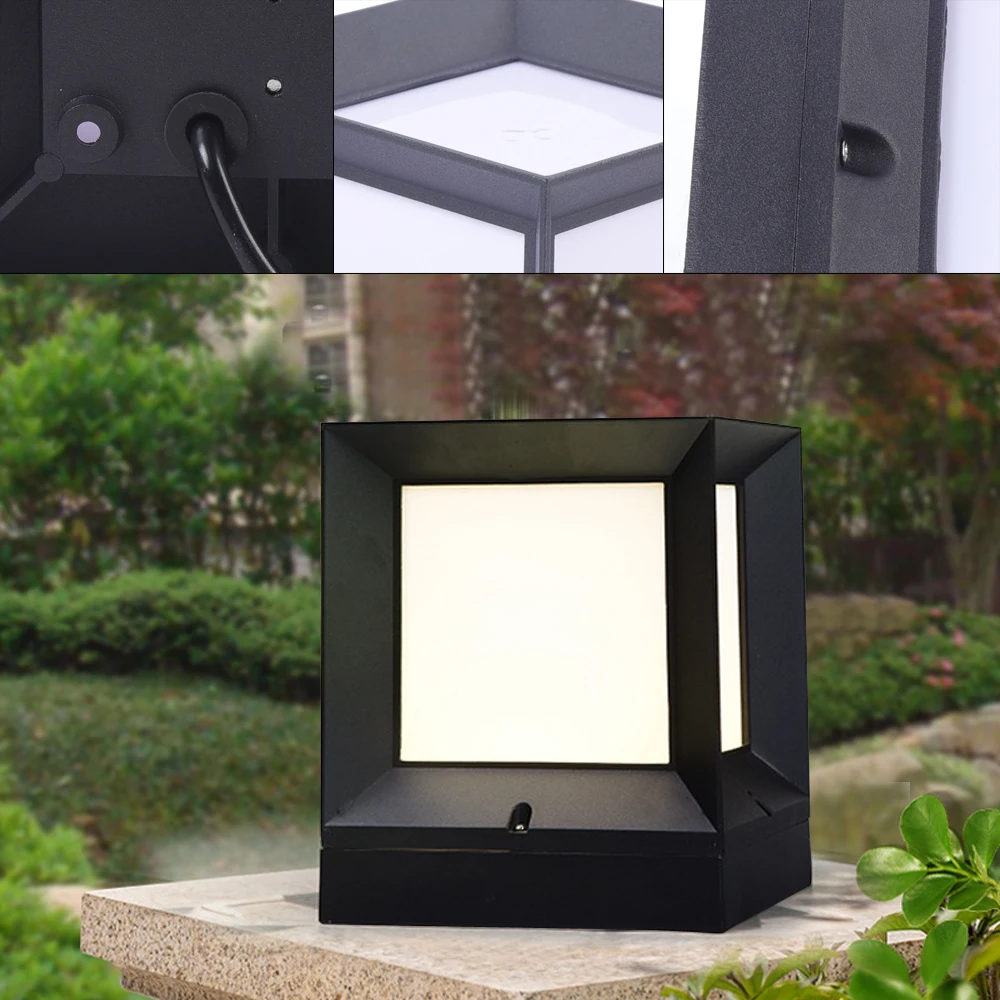 Luz de poste de piezas para exteriores, lámpara alimentada por energía Solar impermeable, tapa de valla, luces negras, decoración de iluminación