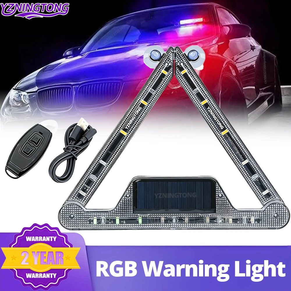 

Солнечные RGB-светодиодные 18-ламповые проблесковые маячки для полиции, аварийные фонари, светоотражатели на решетку радиатора и лобовое стекло, противоударные фонари, автомобильные аксессуары
