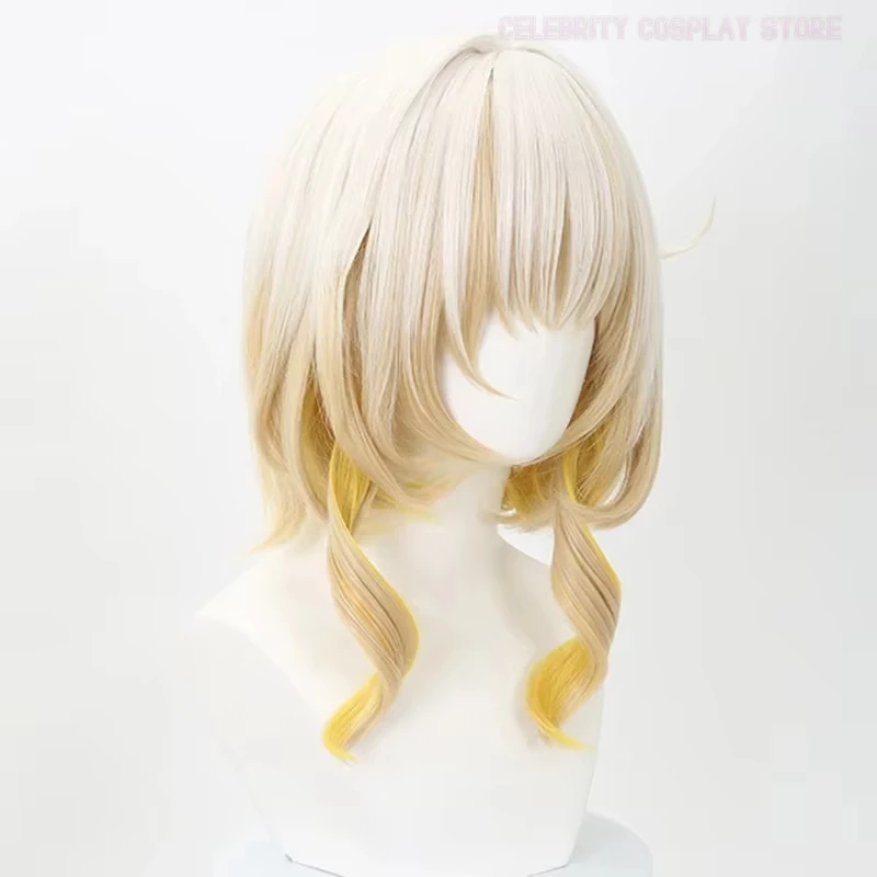 Nuovo gioco Honkai: Star Rail Aglaea Parrucca Cosplay Ragazza Sfumatura gialla Capelli ricci Parrucche sintetiche resistenti al calore Halloween Prop