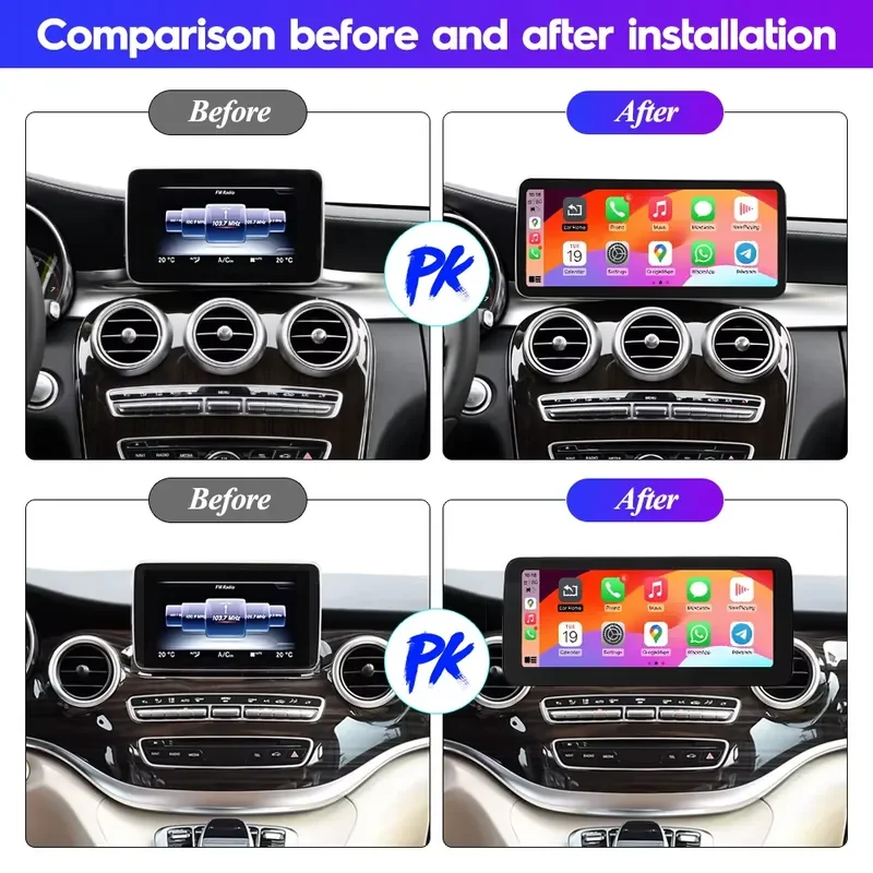 Wireless Carplay Android Auto Linux Screen Multimedia Radio Car DVD Player for W205 W253 X253 NTG5.0 C GLC