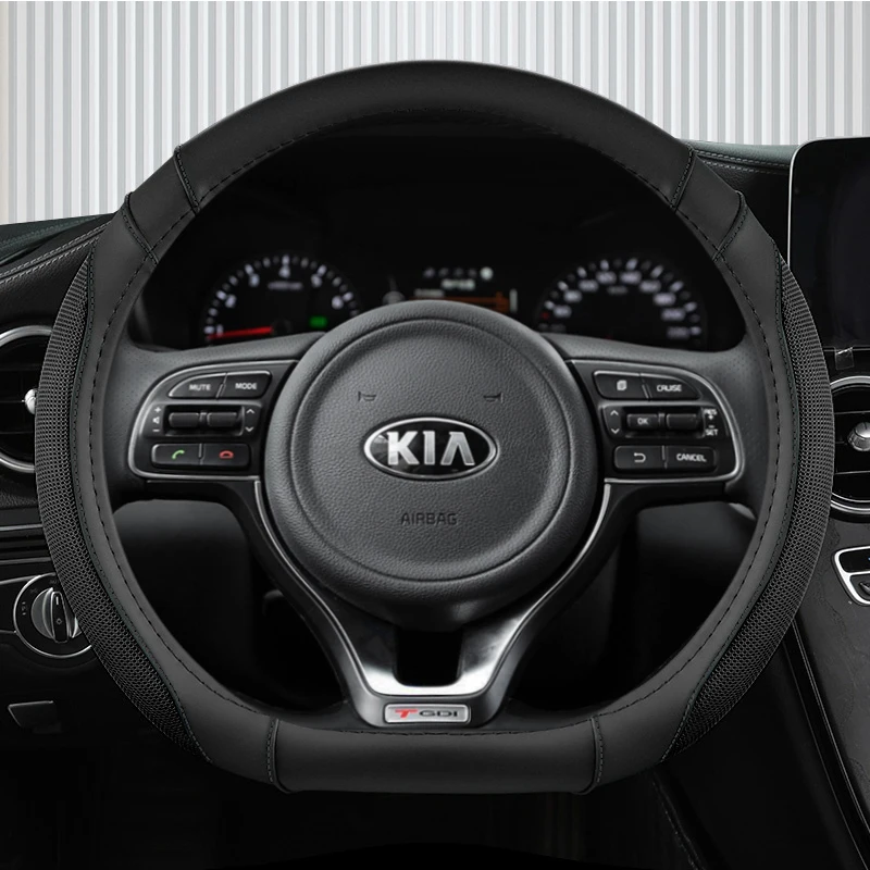 D Type Stering Wheel Cover Wrap For Kia Stinger Soul 2018-2021 Picanto X-line Morning Ceed GT Stonic Sportage Proceed K5 Optima