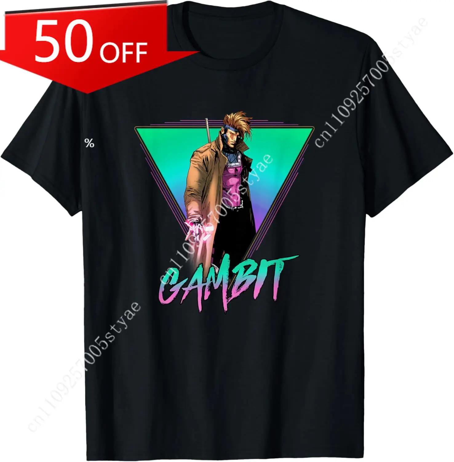 

Marvel X-Men Gambit Epic Neon 80's Style Retro Portrait T-Shirt