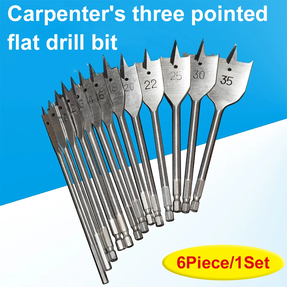 

1Set 10-25mm shovel shaped drill bits, woodworking three-point positioning flat drill bits, and quick woodworking drill tool kit
