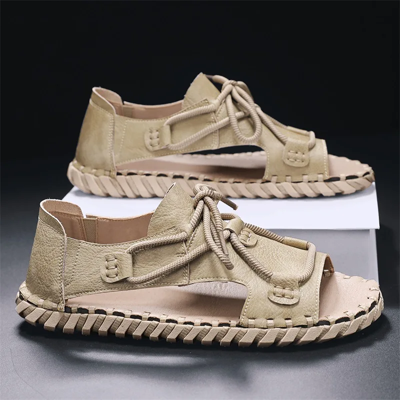 Spring sandals new men's beach shoes trendy soft-soled bag head breathable half slippers