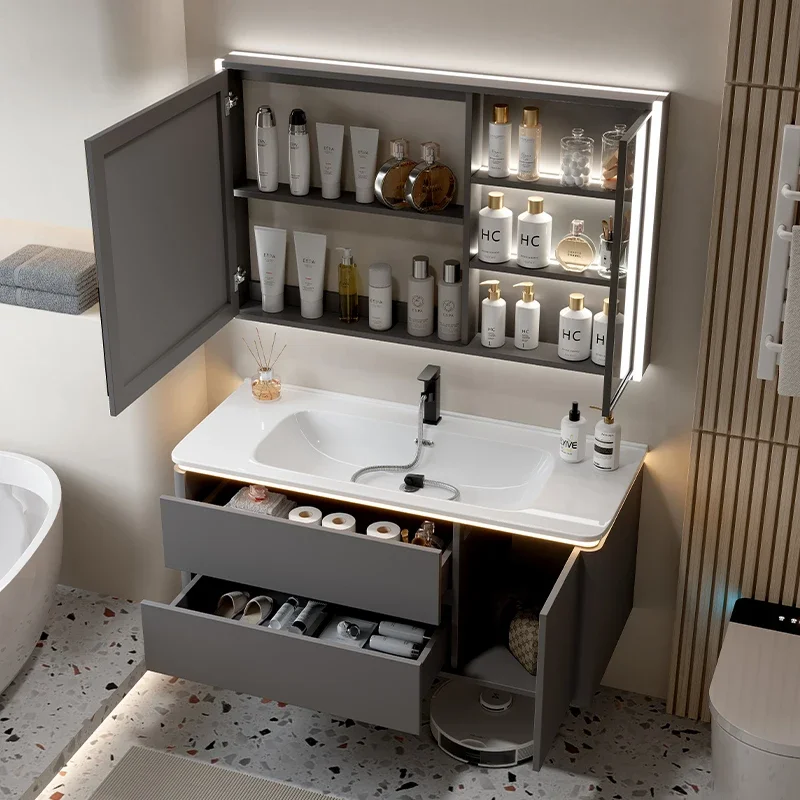 

excellent wood rounded corner bathroom cabinet combination ceramic integrated basin toilet hand washbasin cabinet light luxury