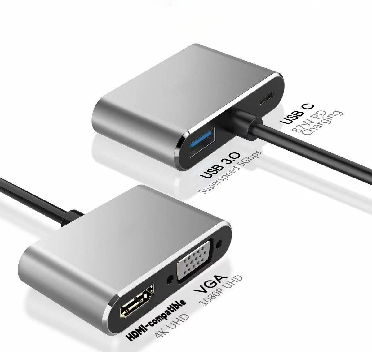 4K USB Type C to VGA 1080P USB C 3.0 PD HDMI-compatible Cable Docking Station Adapter Converter Dock Hub 4 in 1 HD USB C