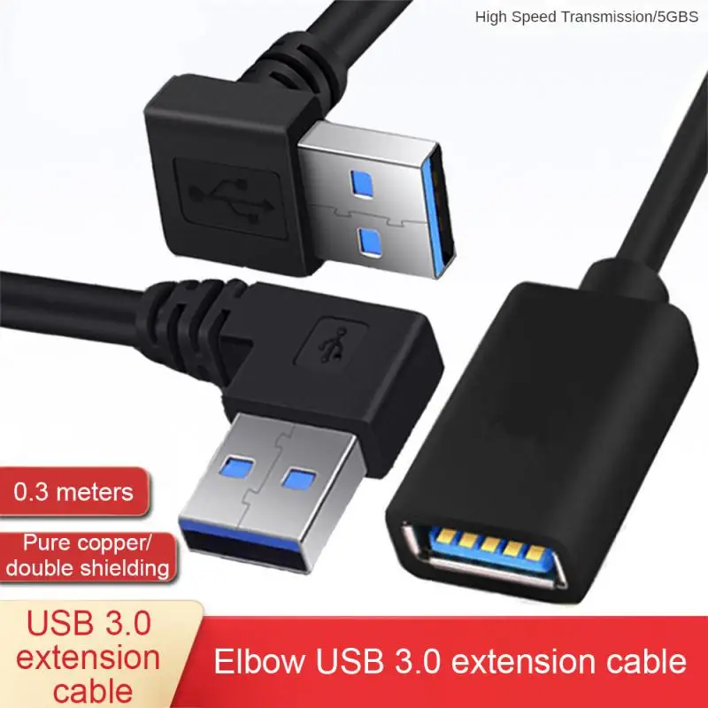 كابل تمديد USB من ذكر إلى أنثى ، زاوية يمنى ، 90 درجة ، محول USB ، أعلى ، أسفل ، يسار ، كابل يميني ، 1 m ، 2 im ، 3