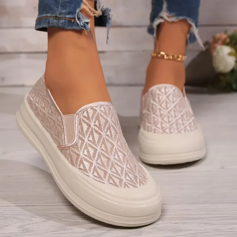 

Ladies Simple Casual Shoes Sleeve Anti-slip Round Head Shallow Mouth Casual Sneakers Breathable Thick Sole Four Seasons Leisure