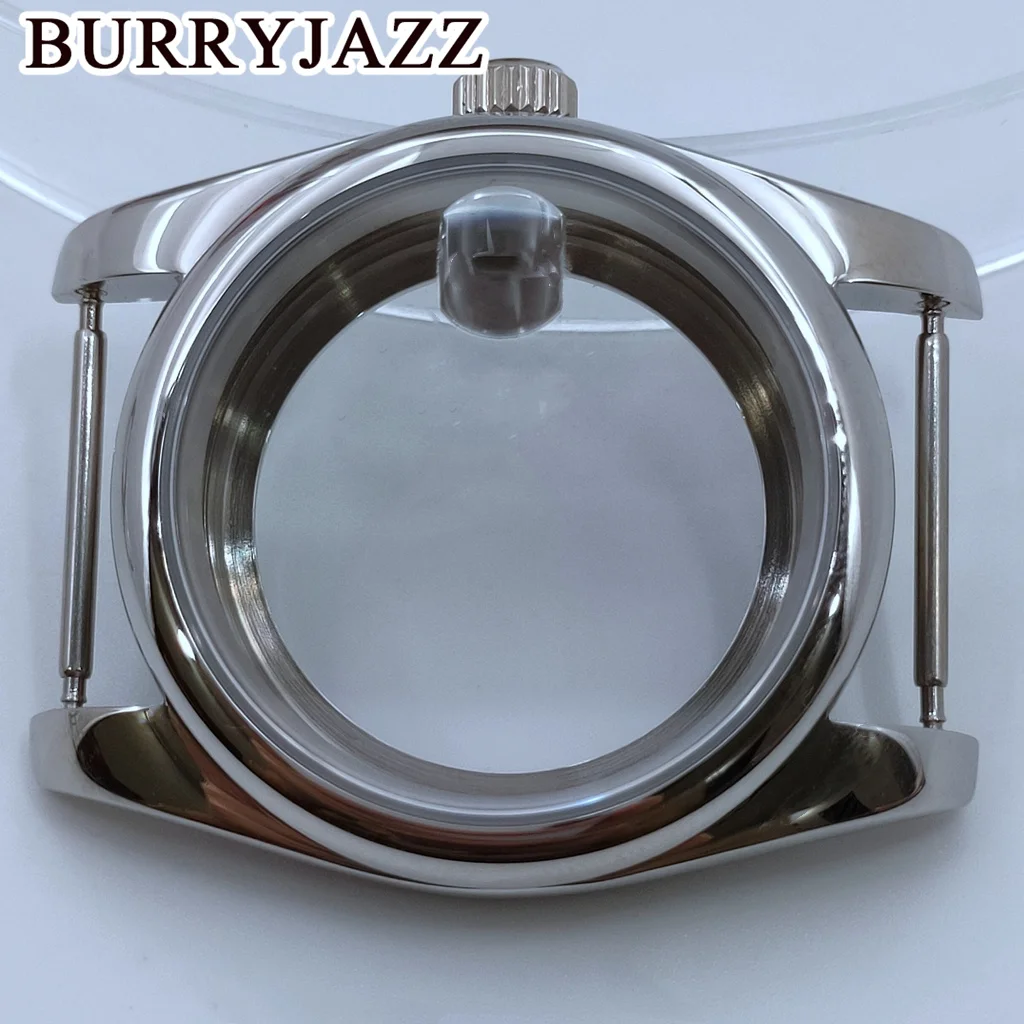 BURRYJAZZ 36mm 40mm Case NH34 NH35 NH36 NH38 NH70 PT5000 ETA2824 Watch Case Silver Waterproof With Sapphire Crysta