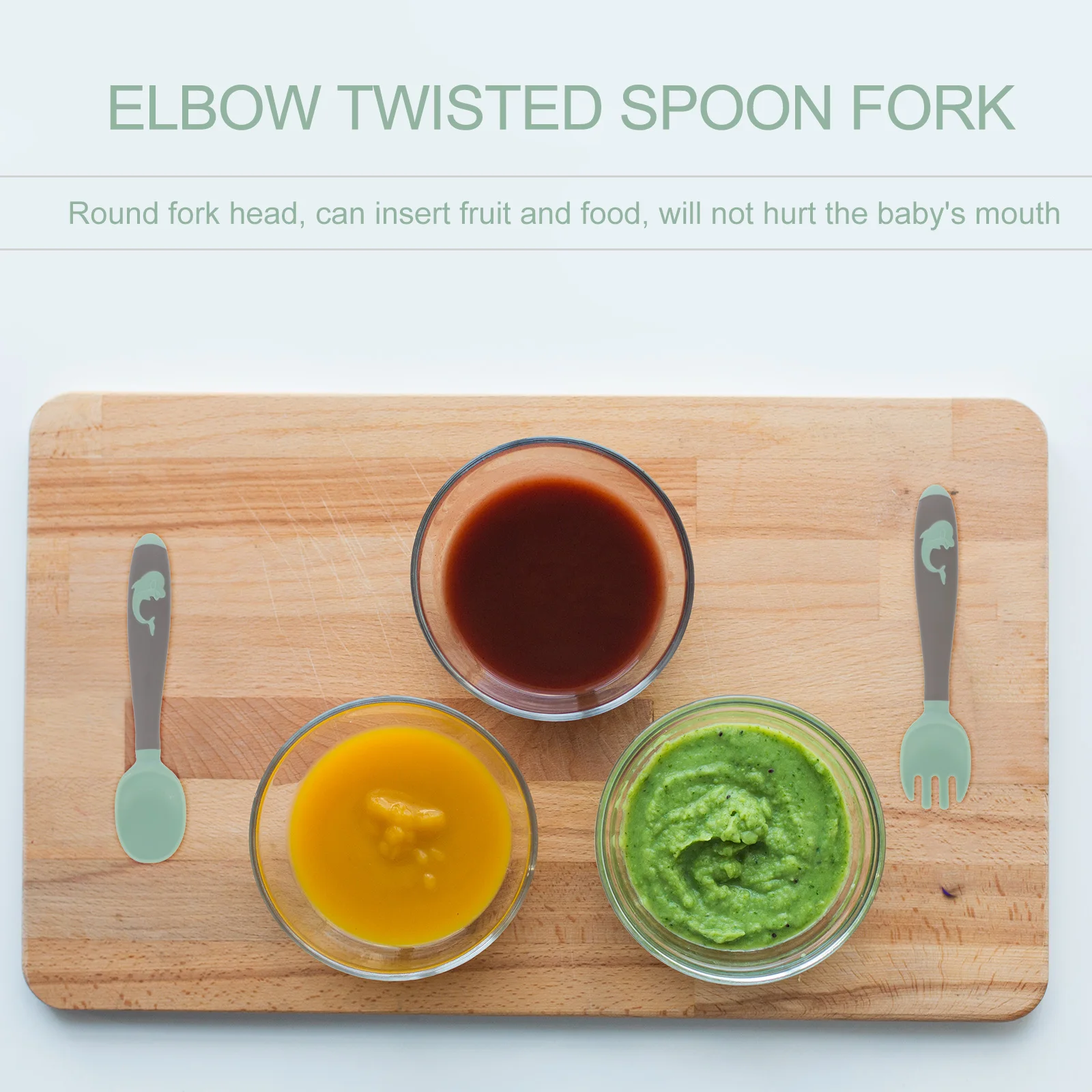 1 conjunto de garfo colher do bebê conjunto grau alimentício material seguro fácil aperto para treinamento alimentação dobra talheres ferramenta refeição crianças
