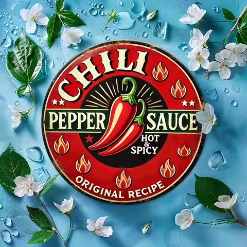 1 Chili Sauce Wall Sign, Easy to Hang, Hot Sauce Display | Country Style Kitchen Art | Durable Wall Art, Perfect Room Decor