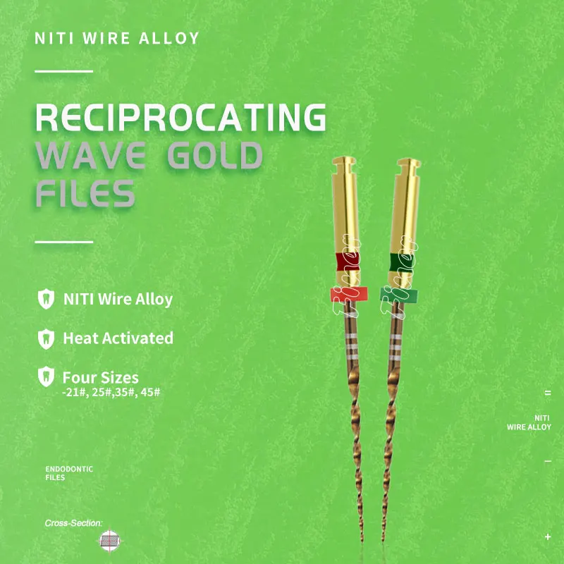 Dental Rotary Endo Files Reciprocating Endodontic Wave Gold Niti Endo One Files for  Endodontic Treatment Root Canal Preparation