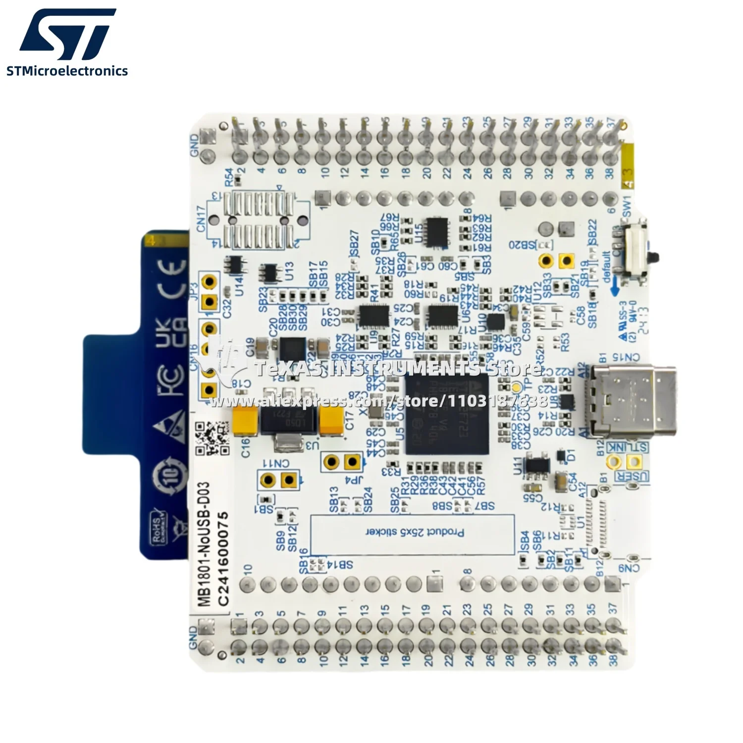 【TI الرسمي】لوحة تطوير NUCLEO-WB09KE STM32 Nucleo-64 مع STM32WB09KE MCU وSMPS، تدعم Arduino وST morpho
