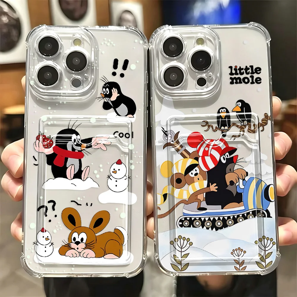 Cartoon The Mole Card Hold Phone Case For Samsung Galaxy S26 S25 S24 S23 S22 S21 S20 FE Edge Plus Ultra M33 M53 M54 5G Airbag