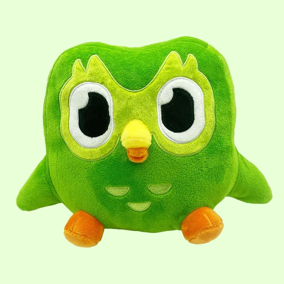 Juguete de peluche de búho Duolingo verde, muñeco de Anime de dibujos animados, Animal de peluche suave, regalo de cumpleaños para niños