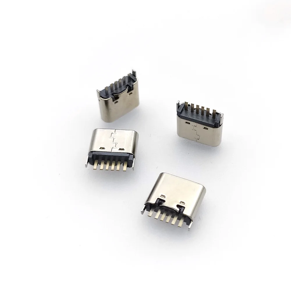 

6P USB C Type-C 3.1 Female Jack Placement SMD DIP For PCB Design PD High Current Fast Charge 6 Pin SMT Socket Connector