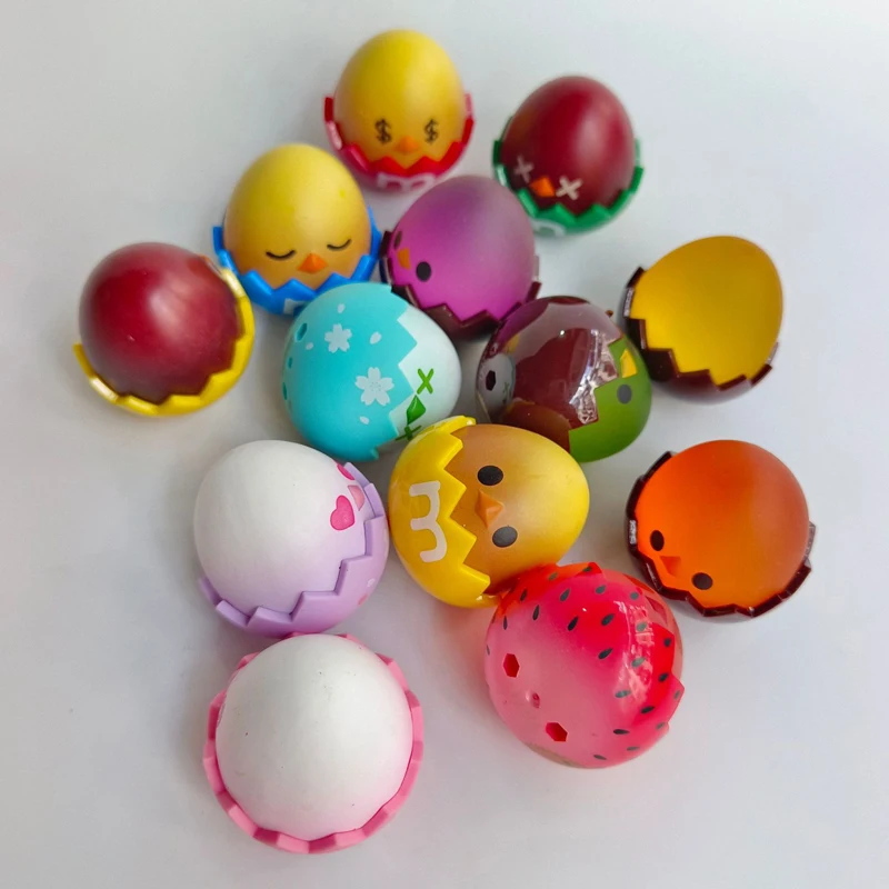 مصنع فضفاض الأسهم Kawaii لطيف X العين بيضة عيد الفصح بهلوان رولي بولي م فول قوس قزح اللون الفرخ الحيوان نموذج لجسم جمع لعبة