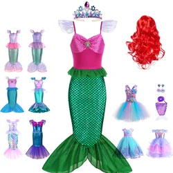 Mermaid Birthday Party Dress Girl Mermaid Costume Carnival Anime Cosplay Outfits Kids Fantasy Disguise Prom Gown 2-10 Yrs