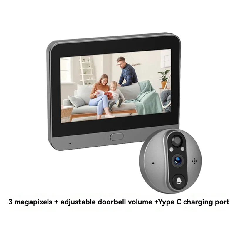 HRBAJ-Tuya Wifi كاميرا مراقبة جرس الباب الذكية عين القط 3 ميجابكسل 140 °   مراقب عين القطة الإلكتروني ذو الزاوية الواسعة