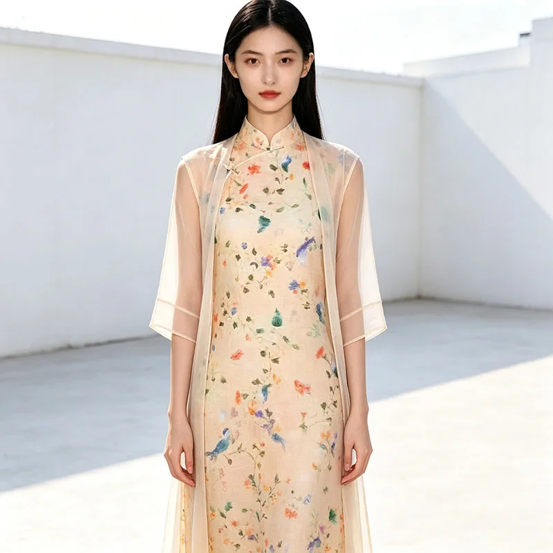 Ramie Grey Fabric, Lightweight Raw Printed Plain Weave, Eco Friendly Natural Antibacterial, For Summer Dress Hanfu, Customizable