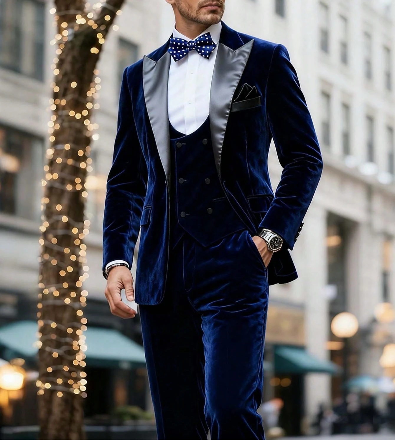 

Men's 3 Piece Suit Set Slim Fit Peaked Lapel Tuxedo Jacket For Wedding Prom Business