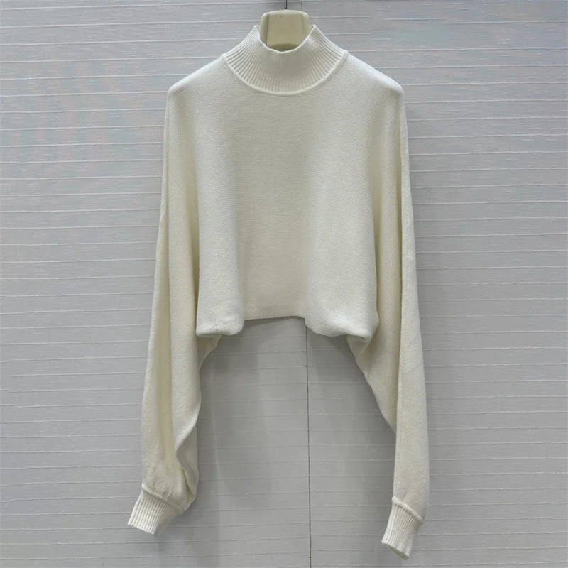 

Women's sweater New elastic knitted long sleeved top for autumn 2025 wool blend Bat sleeve pullover Women's turtleneck Knitwear