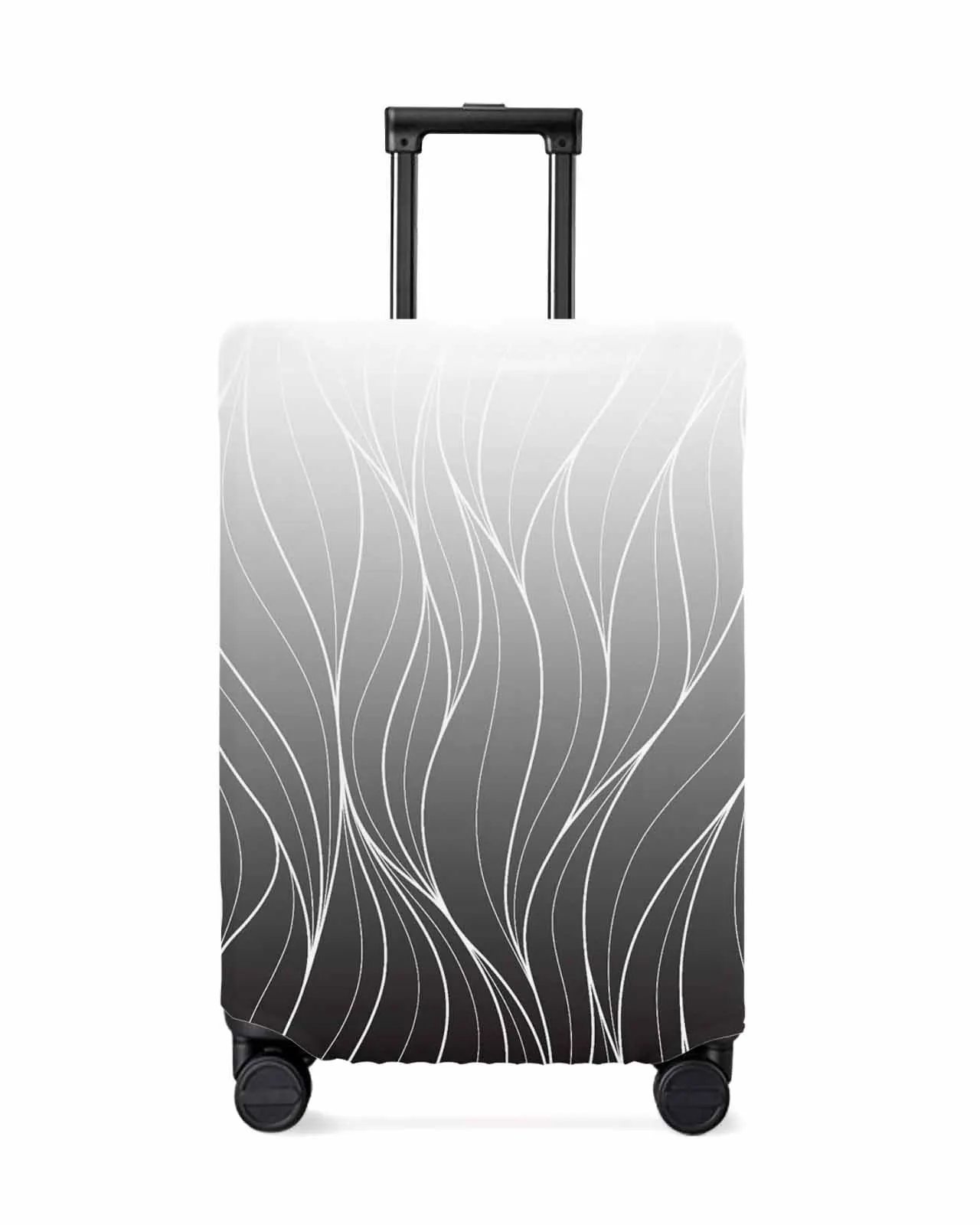 

Black And White Gradient Line Texture Stretch Suitcase Protector Baggage Dust Case Cover For 18-32 Inch Travel