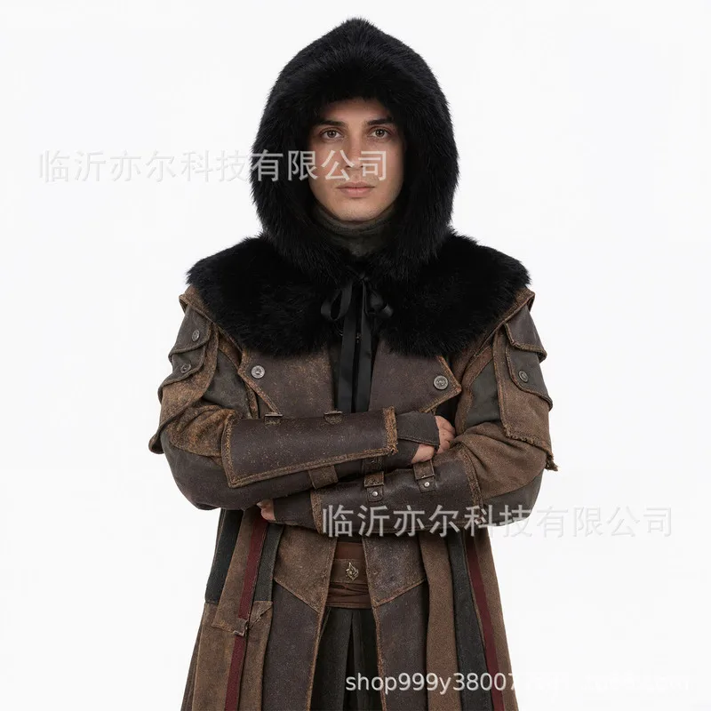 Le Cool Viking Shawl Scarf Hat Medieval Faux Fur Renaissance Cosplay Costume